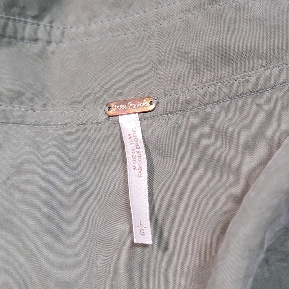 Free People Double Breasted The Lea Jacket Sage Green Cupro Utility Large Trench - Picture 6 of 10